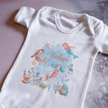 Load image into Gallery viewer, Personalised Mermaid babygrow / Sleepsuit