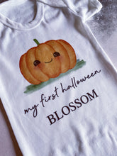 Load image into Gallery viewer, Cute Pumpkin Personalised babygrow / Sleepsuit