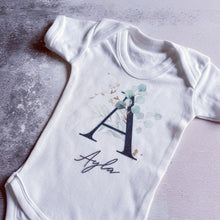 Load image into Gallery viewer, Personalised Eucalyptus babygrow / Sleepsuit