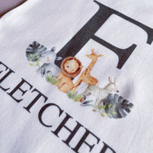Load image into Gallery viewer, Personalised Safari babygrow / Sleepsuit