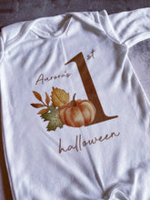 Load image into Gallery viewer, Autumn Pumpkin Personalised babygrow / Sleepsuit