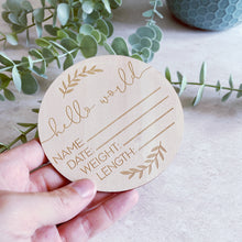 Load image into Gallery viewer, Hello World Baby Announcement Milestone Card