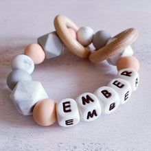 Load image into Gallery viewer, Personalised Silicone Teething Ring Pale Peach