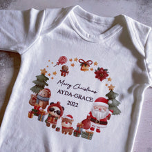 Load image into Gallery viewer, Christmas Animal Friends Personalised babygrow / Sleepsuit
