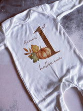 Load image into Gallery viewer, Autumn Pumpkin Personalised babygrow / Sleepsuit