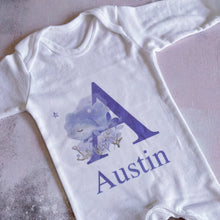Load image into Gallery viewer, Nautical Whale Personalised babygrow / Sleepsuit