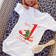 Load image into Gallery viewer, First Christmas Santa Personalised babygrow / Sleepsuit