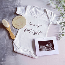 Load image into Gallery viewer, Personalised Baby Grow, Baby Vest Surname, New Baby Reveal, Pregnancy Announcement Outfit, Baby Coming Soon, Personalised Baby Gift, Newborn