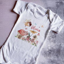 Load image into Gallery viewer, Personalised Fairy Garden babygrow / Sleepsuit