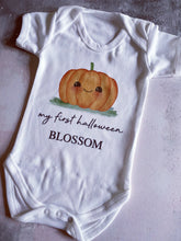 Load image into Gallery viewer, Cute Pumpkin Personalised babygrow / Sleepsuit