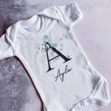 Load image into Gallery viewer, Personalised Eucalyptus babygrow / Sleepsuit
