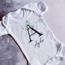 Load image into Gallery viewer, Personalised Eucalyptus babygrow / Sleepsuit