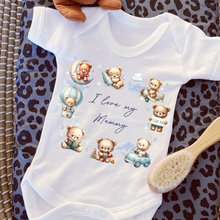 Load image into Gallery viewer, Personalised Baby Sleepsuit Baby Vest, I Love My Mummy Daddy Auntie, Teddy Bear Design, Baby Shower Gift, Custom Teddy Baby Outfit
