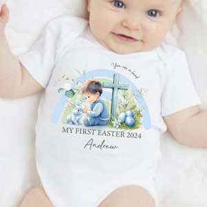 Easter Babygrow, Easter Sleepsuit, My 1st Easter, My First Easter, Babies first Easter sleepsuit, Easter baby outfit, New baby gift Vest