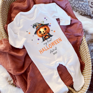 Personalised First Halloween Baby Vest My first Halloween Babygrow Pumpkin Baby's First Halloween Trick or Treat 1st Halloween Personalised Romper