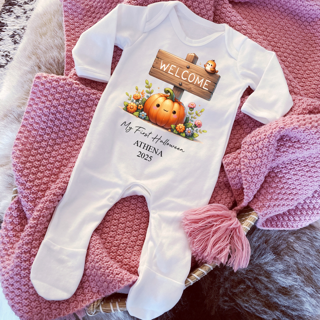 Personalised First Halloween Baby Vest My first Halloween Babygrow Pumpkin Baby's First Halloween Trick or Treat 1st Halloween Personalised Romper