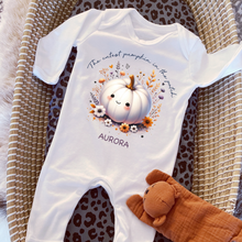 Load image into Gallery viewer, Personalised First Halloween Baby Vest My first Halloween Babygrow Pumpkin Baby&#39;s First Halloween Trick or Treat 1st Halloween Personalised Romper

