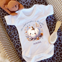 Load image into Gallery viewer, Personalised First Halloween Baby Vest My first Halloween Babygrow Pumpkin Baby&#39;s First Halloween Trick or Treat 1st Halloween Personalised Romper
