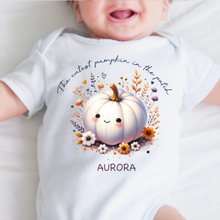 Load image into Gallery viewer, Personalised First Halloween Baby Vest My first Halloween Babygrow Pumpkin Baby&#39;s First Halloween Trick or Treat 1st Halloween Personalised Romper
