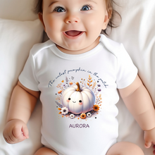 Load image into Gallery viewer, Personalised First Halloween Baby Vest My first Halloween Babygrow Pumpkin Baby&#39;s First Halloween Trick or Treat 1st Halloween Personalised Romper
