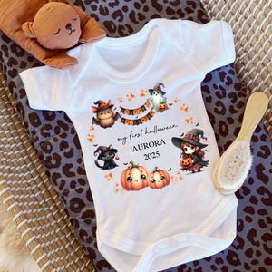 Personalised First Halloween Baby Vest My first Halloween Babygrow Pumpkin Baby's First Halloween Trick or Treat 1st Halloween Personalised Romper