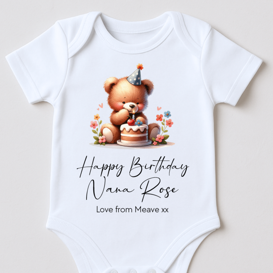 Happy Birthday Grandma  Babygrow, 1st Birthday as My Nanny, Nana Gift, Nanna Birthday, Nan Birthday, Sleepsuit Vest Bodysuit Grandma Birthday