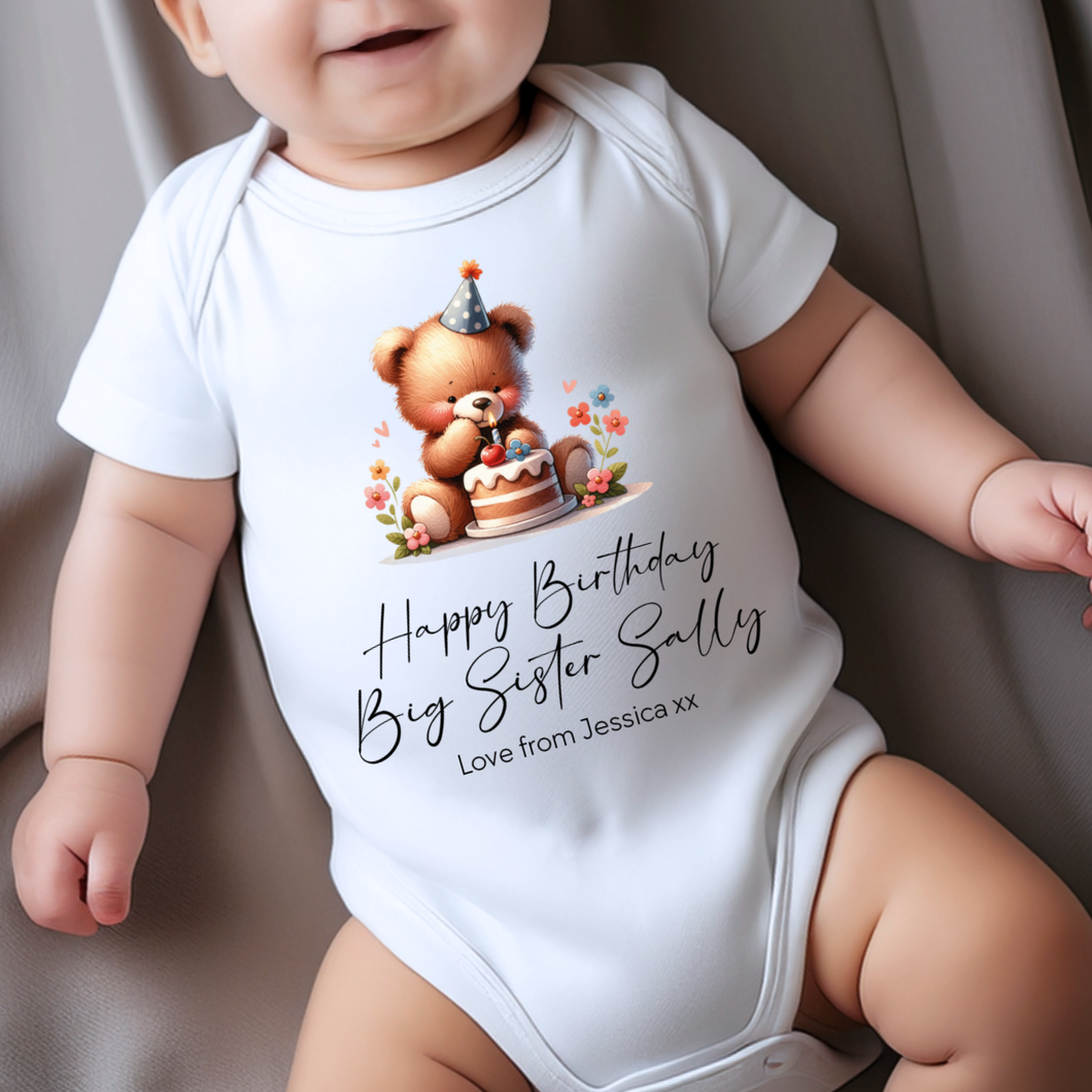 Happy Birthday Big Sister Babygrow, 1st Birthday as My Sister Gift, Sister Birthday, Sister Birthday, Sleepsuit Vest Bodysuit Sister Birthday