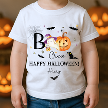 Load image into Gallery viewer, Personalised Halloween T-Shirt, Pumpkin Patch Tee, Custom Trick or Treat Tee, Spooky Tee, Too Cute to Spook, Boo Bag Gift, Girls Halloween Tee

