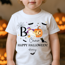 Load image into Gallery viewer, Personalised Halloween T-Shirt, Pumpkin Patch Tee, Custom Trick or Treat Tee, Spooky Tee, Too Cute to Spook, Boo Bag Gift, Girls Halloween Tee
