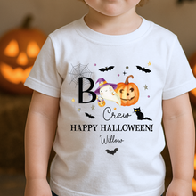 Load image into Gallery viewer, Personalised Halloween T-Shirt, Pumpkin Patch Tee, Custom Trick or Treat Tee, Spooky Tee, Too Cute to Spook, Boo Bag Gift, Girls Halloween Tee
