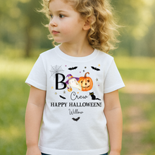 Load image into Gallery viewer, Personalised Halloween T-Shirt, Pumpkin Patch Tee, Custom Trick or Treat Tee, Spooky Tee, Too Cute to Spook, Boo Bag Gift, Girls Halloween Tee
