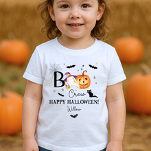 Load image into Gallery viewer, Personalised Halloween T-Shirt, Pumpkin Patch Tee, Custom Trick or Treat Tee, Spooky Tee, Too Cute to Spook, Boo Bag Gift, Girls Halloween Tee

