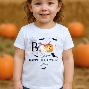 Personalised Halloween T-Shirt, Pumpkin Patch Tee, Custom Trick or Treat Tee, Spooky Tee, Too Cute to Spook, Boo Bag Gift, Girls Halloween Tee