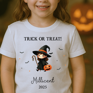 Personalised Halloween T-Shirt, Pumpkin Patch Tee, Custom Trick or Treat Tee, Spooky Tee, Too Cute to Spook, Boo Bag Gift, Girls Halloween Tee
