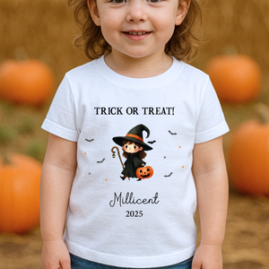 Personalised Halloween T-Shirt, Pumpkin Patch Tee, Custom Trick or Treat Tee, Spooky Tee, Too Cute to Spook, Boo Bag Gift, Girls Halloween Tee
