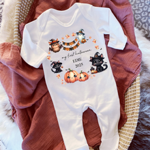 Load image into Gallery viewer, Personalised First Halloween Baby Vest My first Halloween Babygrow Pumpkin Baby&#39;s First Halloween Trick or Treat 1st Halloween Personalised Romper
