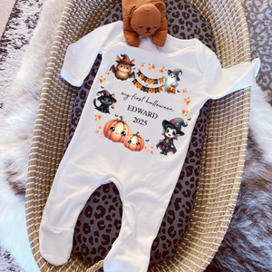 Personalised First Halloween Baby Vest My first Halloween Babygrow Pumpkin Baby's First Halloween Trick or Treat 1st Halloween Personalised Romper