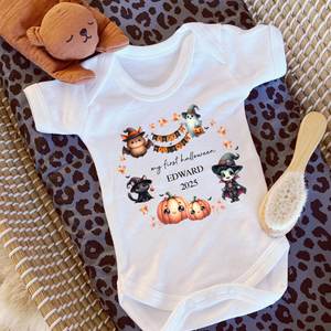 Personalised First Halloween Baby Vest My first Halloween Babygrow Pumpkin Baby's First Halloween Trick or Treat 1st Halloween Personalised Romper