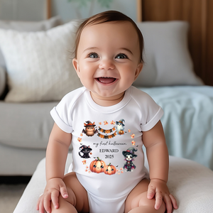 Personalised First Halloween Baby Vest My first Halloween Babygrow Pumpkin Baby's First Halloween Trick or Treat 1st Halloween Personalised Romper