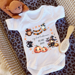 Personalised First Halloween Baby Vest My first Halloween Babygrow Pumpkin Baby's First Halloween Trick or Treat 1st Halloween Personalised Romper