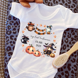 Personalised First Halloween Baby Vest My first Halloween Babygrow Pumpkin Baby's First Halloween Trick or Treat 1st Halloween Personalised Romper