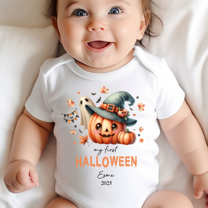 Personalised First Halloween Baby Vest My first Halloween Babygrow Pumpkin Baby's First Halloween Trick or Treat 1st Halloween Personalised Romper