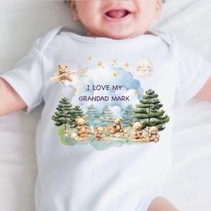 Personalised Baby Sleepsuit Baby Vest, I Love My Mummy Daddy Auntie, Teddy Bear Design, Baby Shower Gift, Custom Teddy Baby Outfit