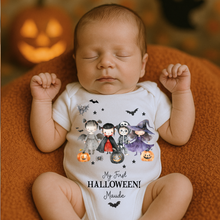 Load image into Gallery viewer, Personalised First Halloween Baby Vest My first Halloween Babygrow Pumpkin Baby&#39;s First Halloween Trick or Treat 1st Halloween Personalised Romper
