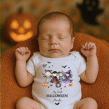 Load image into Gallery viewer, Personalised First Halloween Baby Vest My first Halloween Babygrow Pumpkin Baby&#39;s First Halloween Trick or Treat 1st Halloween Personalised Romper

