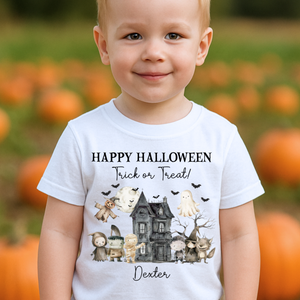 Personalised Halloween T-Shirt, Pumpkin Patch Tee, Custom Trick or Treat Tee, Spooky Tee, Too Cute to Spook, Boo Bag Gift, Girls Halloween Tee