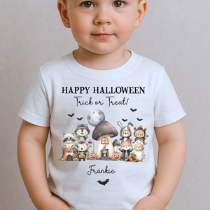 Personalised Halloween T-Shirt, Pumpkin Patch Tee, Custom Trick or Treat Tee, Spooky Tee, Too Cute to Spook, Boo Bag Gift, Girls Halloween Tee