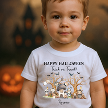 Load image into Gallery viewer, Personalised Halloween T-Shirt, Pumpkin Patch Tee, Custom Trick or Treat Tee, Spooky Tee, Too Cute to Spook, Boo Bag Gift, Girls Halloween T Shirt
