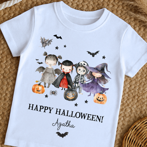 Personalised Halloween T-Shirt, Pumpkin Patch Tee, Custom Trick or Treat Tee, Spooky Tee, Too Cute to Spook, Boo Bag Gift, Girls Halloween Tee