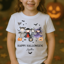 Load image into Gallery viewer, Personalised Halloween T-Shirt, Pumpkin Patch Tee, Custom Trick or Treat Tee, Spooky Tee, Too Cute to Spook, Boo Bag Gift, Girls Halloween Tee
